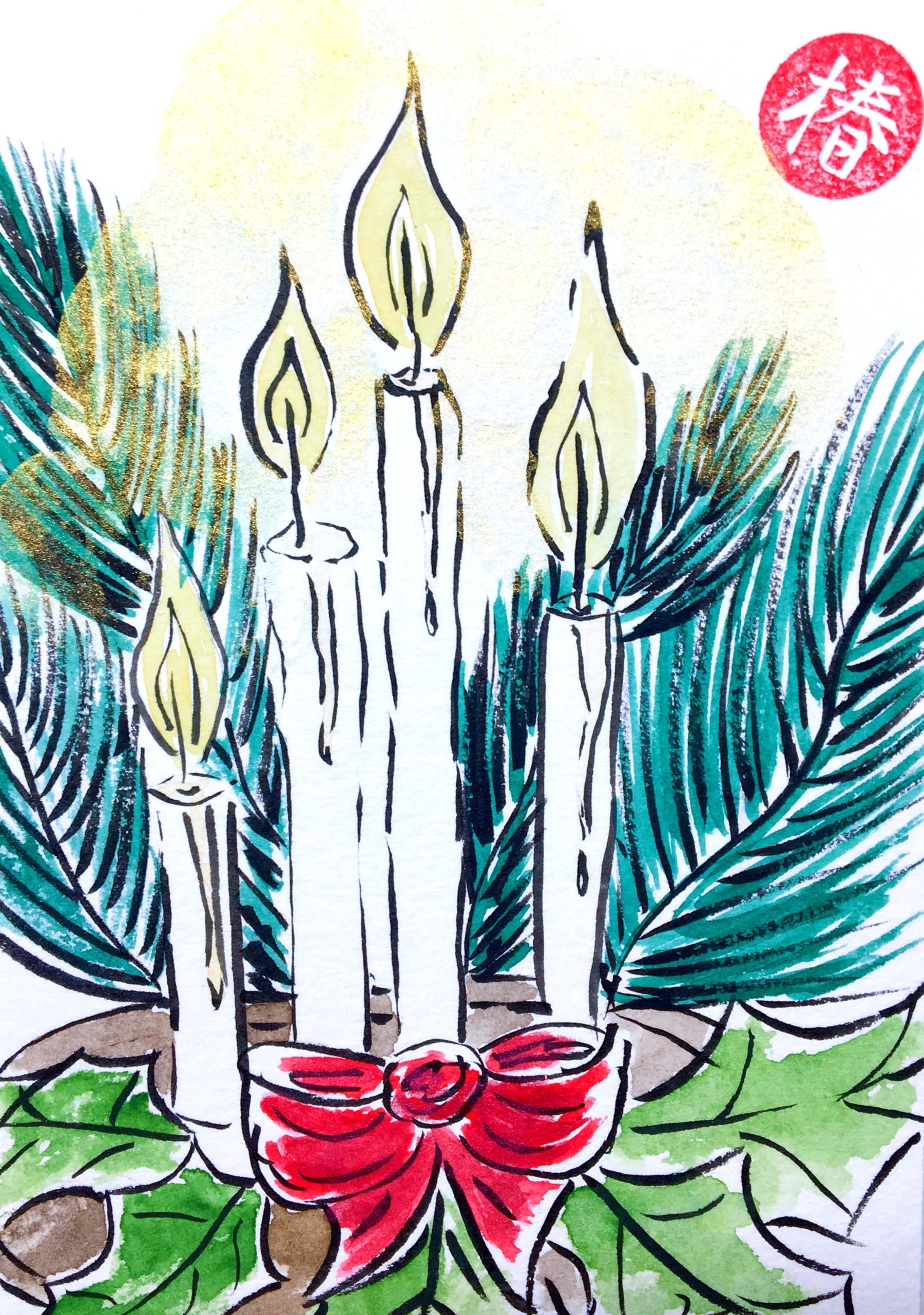 Etegami Bougies de Noel 04